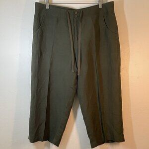 Coldwater Creek Pants Size 14 Natural Fit Olive Green Linen Blend Coastal Cruise